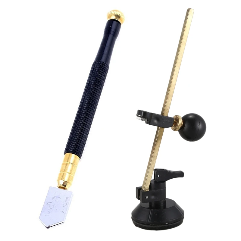 2 Pcs Glass Cutter : 1 40Cm Max.Round Dia Compasses Circle &amp 5Mm-12Mm Black Pencil Oil Feed Carbide Tip Cutting | Дом и сад