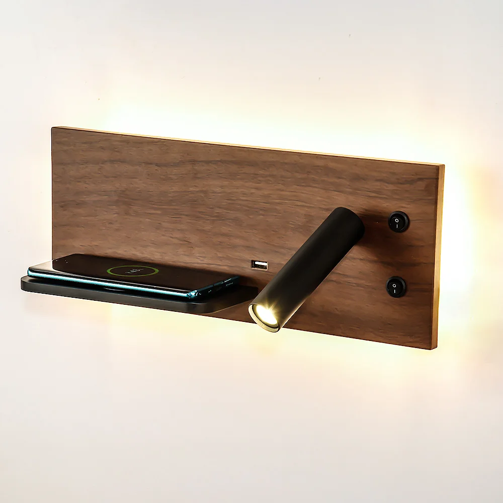 Светодиодная настенная многофункциональная лампа с беспроводной зарядкой