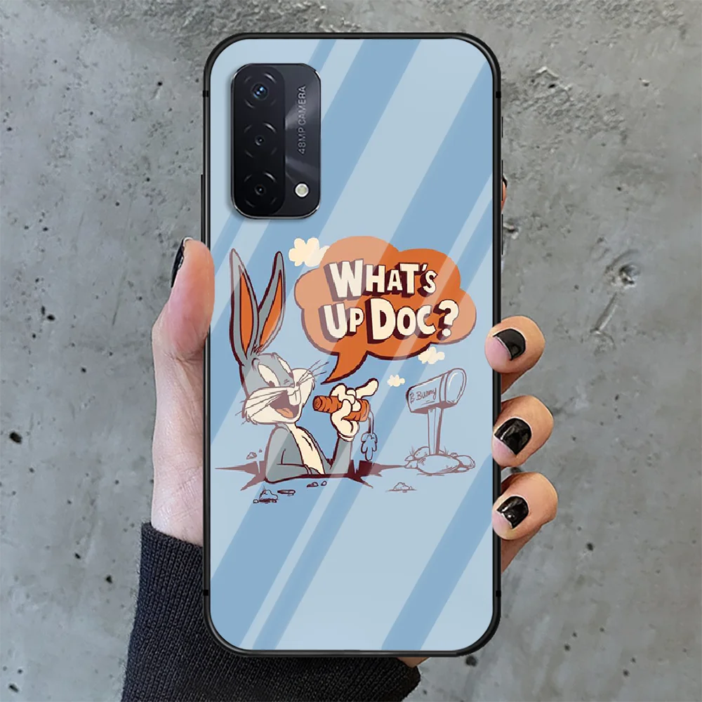 

funny brand Bugs Bunny Phone Tempered Glass Case Cover For oppo realme find a x c xt gt 2 53 3 6 7 50 11 i Pro 4g 5g Hoesjes