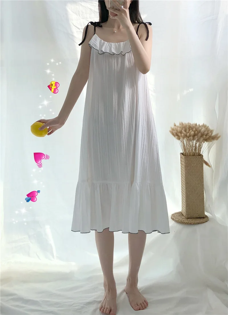 

2020 New Summer Suspender Nightdress Girl Summer Sexy Pure Cotton Fairy Princess Wind Pajama Home Furnishing Clothing Girl