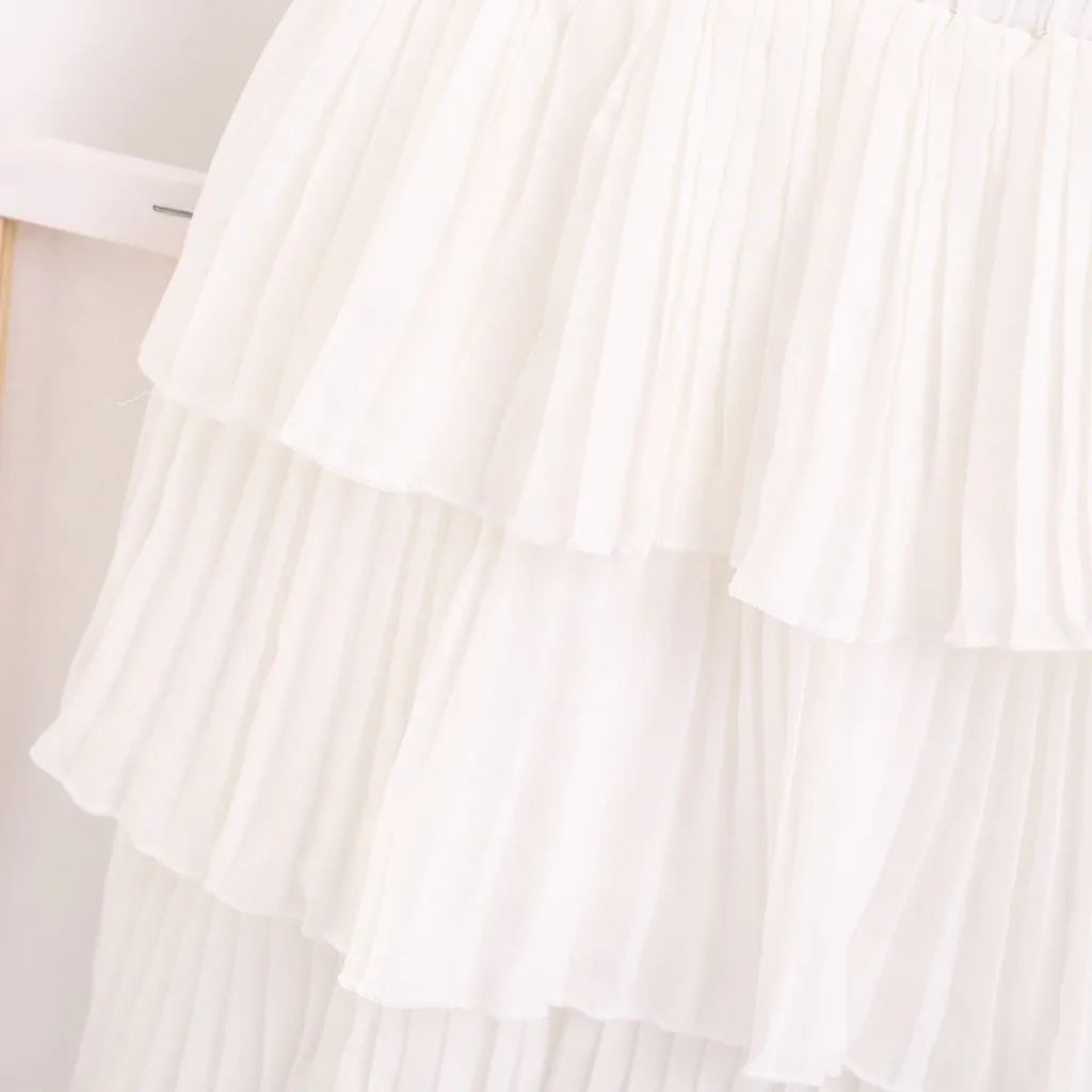 SAGACE детская юбка принцессы для девочек Милая Белая шифоновая с оборками одежда