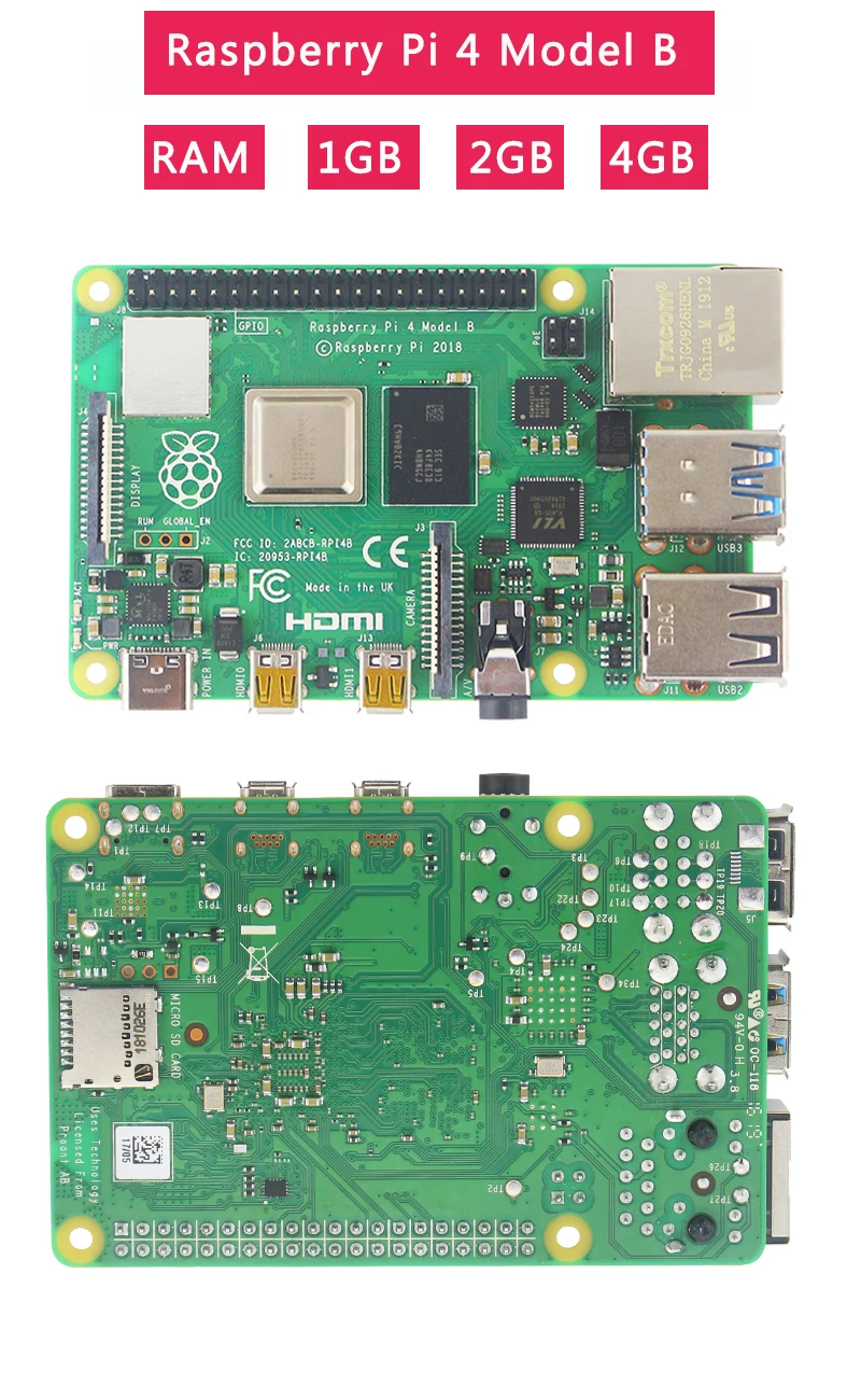 Raspberry Pi 4 Модель B комплект+ алюминиевый чехол+ теплоотвод+ 3A переключатель питания+ Micro HDMI вариант 64 32 Гб SD карты | ридер