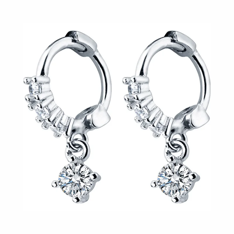 Trusta 925 Solid Sterling Silver Earrings Women Fashion Heart/Star Small Love Stud Ear Clip Jewelry Gift for Teen Girls DS904 - Окраска металла: ED49 Silver