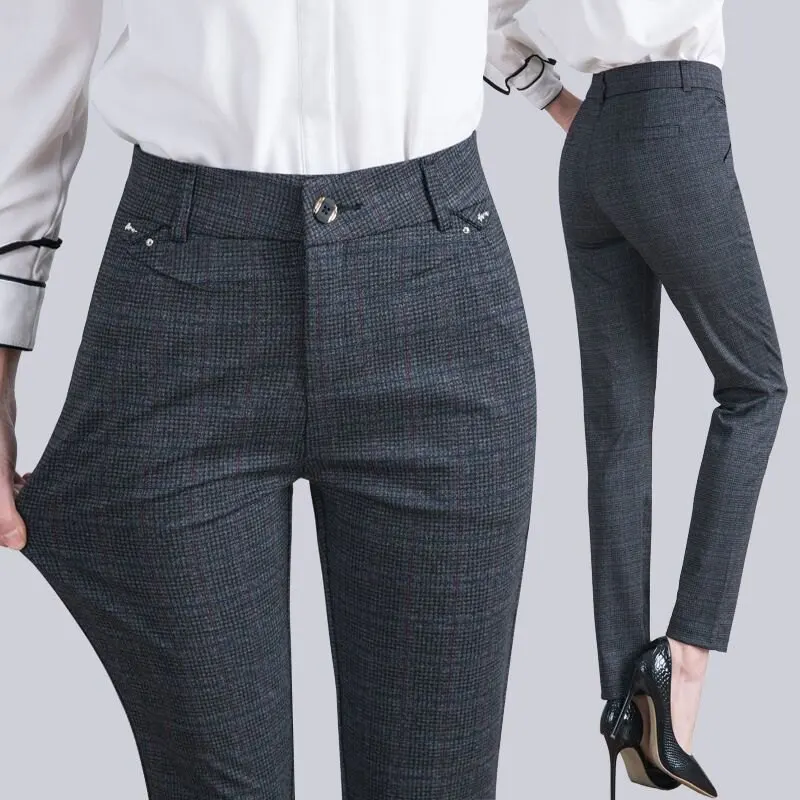 

New Plaid Pants and Women Pants Spring and autumn Suit Pants Long High Waist Casual Straight Pants Female Trousers Plus Size 7XL