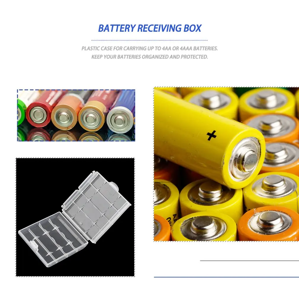 New Battery Storage Box Hard Plastic Case Cover Holder for 4 pcs AA AAA Batteries Transparent Wholesale |