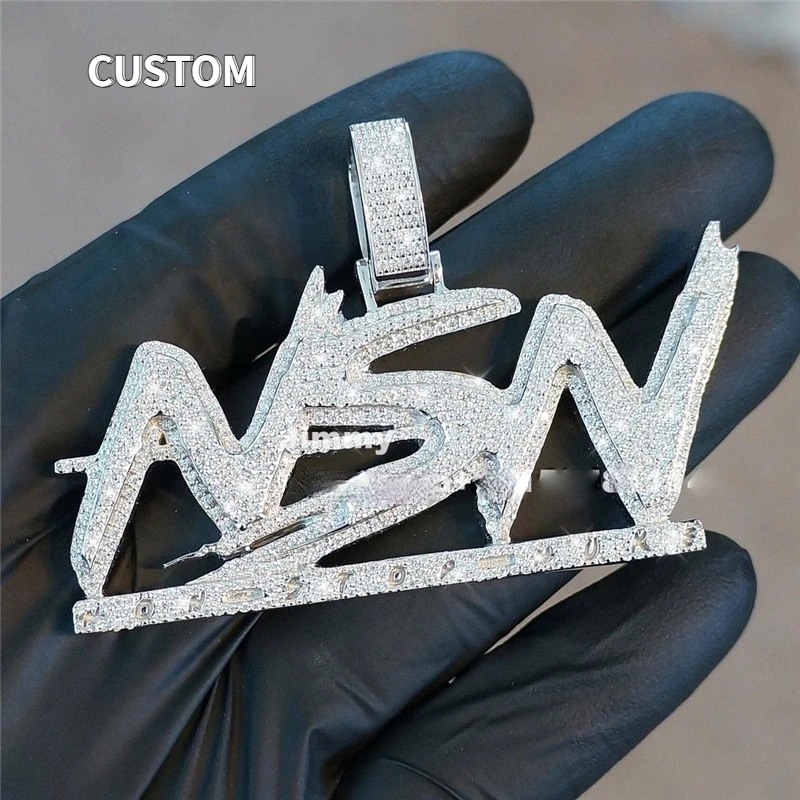 

P&Y 2021 Customized HipHop Iced out Letter Pendant Jewelry Pass Diamond Tester Full With VVS Moissanite Diamond