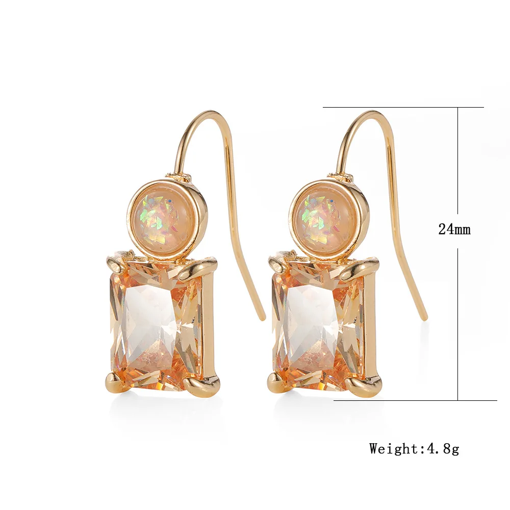 

Exquisite Simple Square Champagne Color Rhinestone Earring Fashion Women Zircon Gold Plated Earring Bohemia Women Party Jewelry