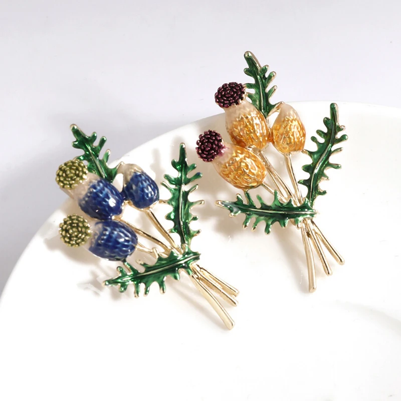 Оранжевый синий Тюльпан Букет цветов эмалевые броши в виде металлическая брошь