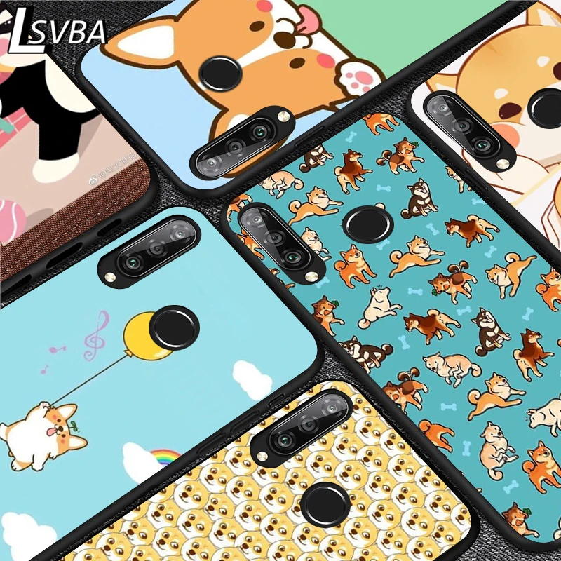 

Cartoon Shiba Inu Dog Silicone Phone Case for Huawei P30 P20 P40 Lite E Pro P Smart Z Plus 2019 P10 P9 Lite Black Cover