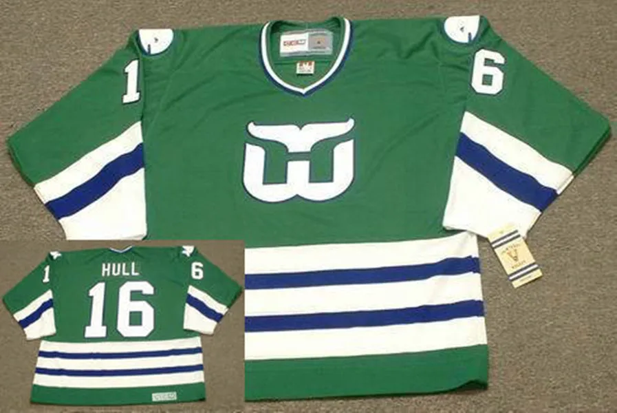 

Hartford Whalers BOBBY HULL #16 Ice Hockey Jersey Mens Stitched Custom any number and name