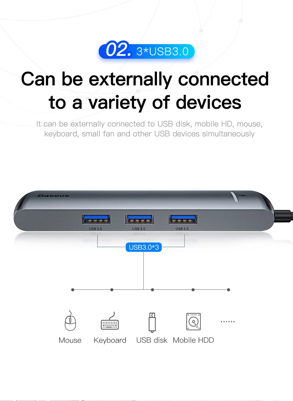 Baseus USB C концентратор type C к HDMI RJ45 Ethernet несколько портов USB 3,0 USB3.0 PD адаптер питания для MacBook Pro Air Dock USB-C хаб