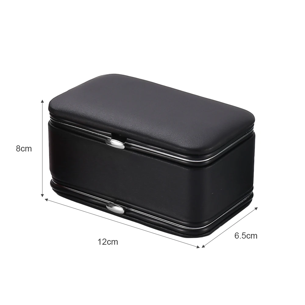 

Double Sided Multi-function Jewelry Box PU Leather Square Shaped Nail Clippers Set Portable Rings Necklace Studs Organizer