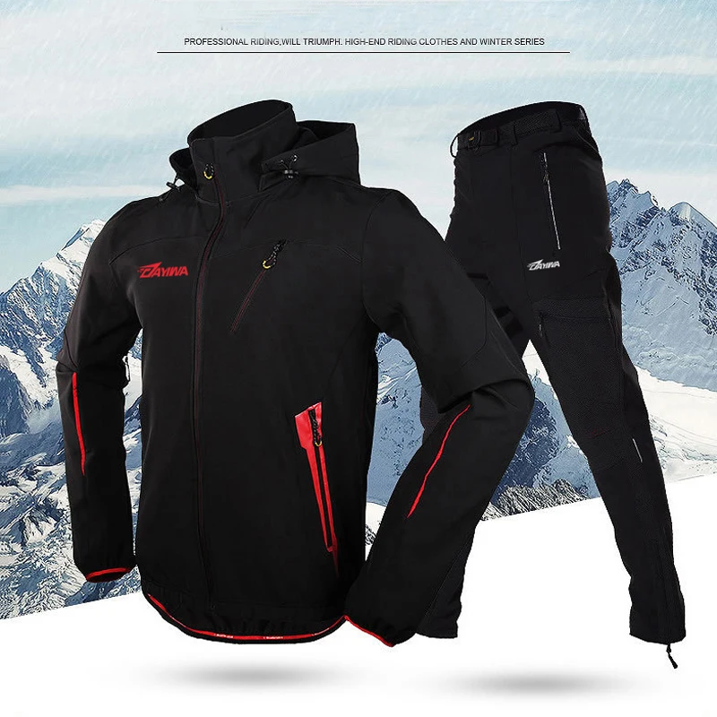 

Dayiwa New Cycling Clothing Set Soft Shell Winter Men Waterproof Fleece Hiking Jacket Trouser Outdoor Windproof Fishing Coat