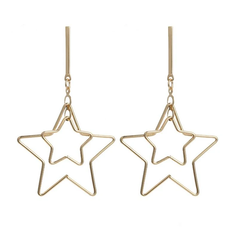 

Korean Creative Long Star Geometric Triangle Tassel Dangle Drop Earrings For Women Star Earings Fashion Jewelry