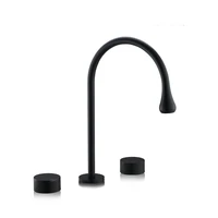 basin faucets brass brushed goldblack deck water shape bathroom sink faucets 3 hole double handle hot and cold water tap