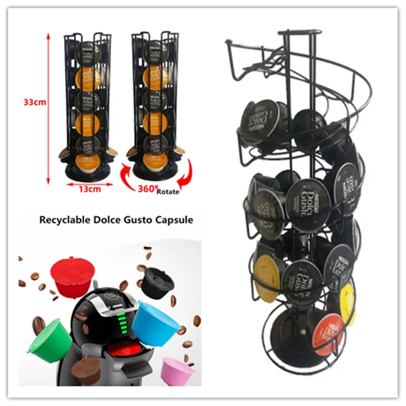 Стеллаж для хранения Dolce Gusto вращающаяся на 360 градусов спиральная черная витрина