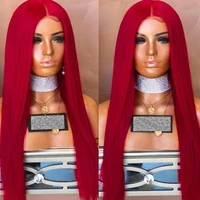 win red synthetic wig silky straight heat resistant fiber hair for women girls daily wear wig replacement natural look