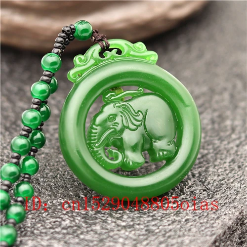 Натуральный зеленый китайский нефритовый слон ожерелье из бисера Шарм жадеит