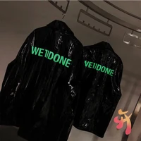 we11done leather jacket oversize leather jacket color changing reflective letters welldone mens womens jackets