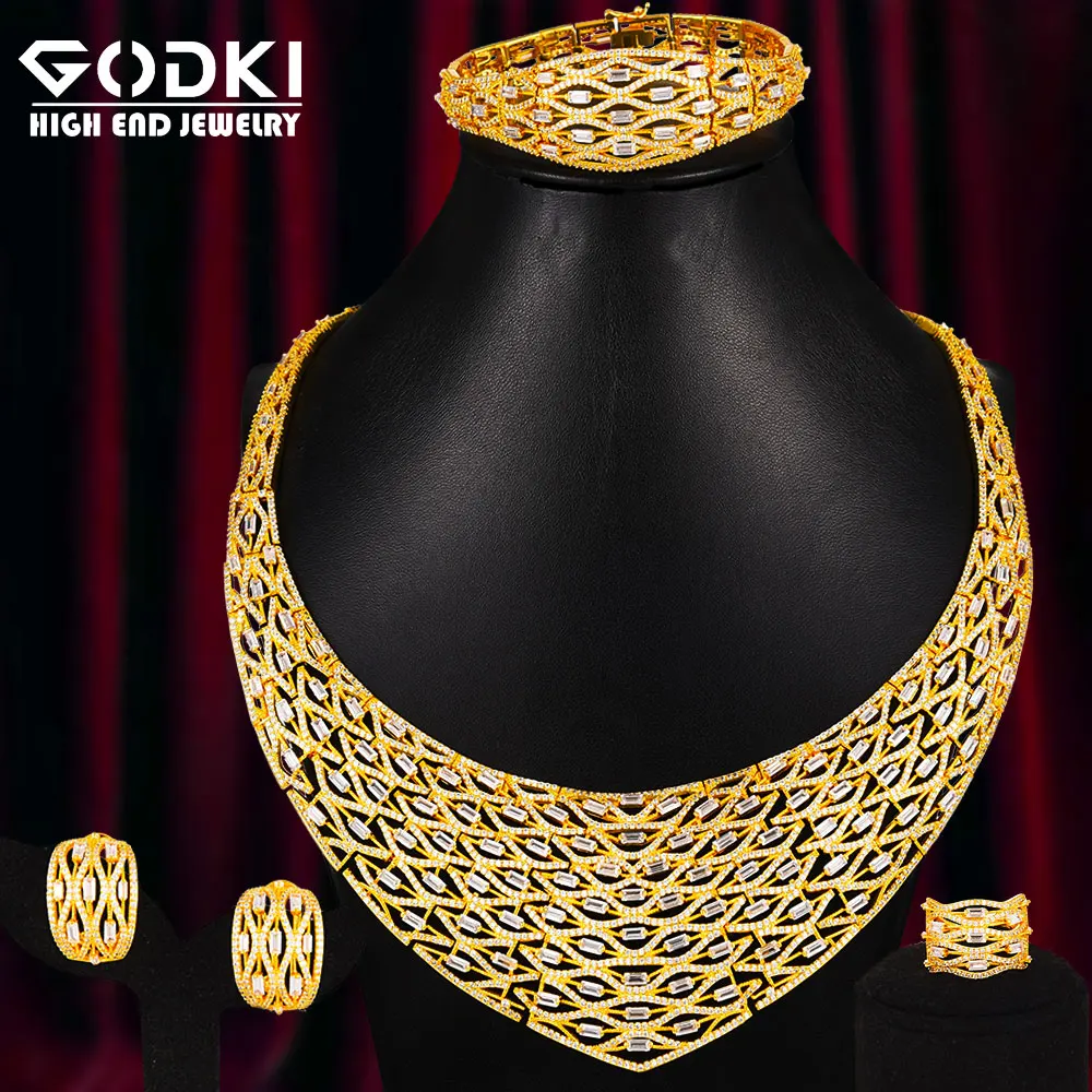 

GODKI Super Luxury 4PCS Big Geometric Africa Cubic Zirconia Set Jewelry Set For Women Wedding Cubic Zirconia Dubai Bridal Set