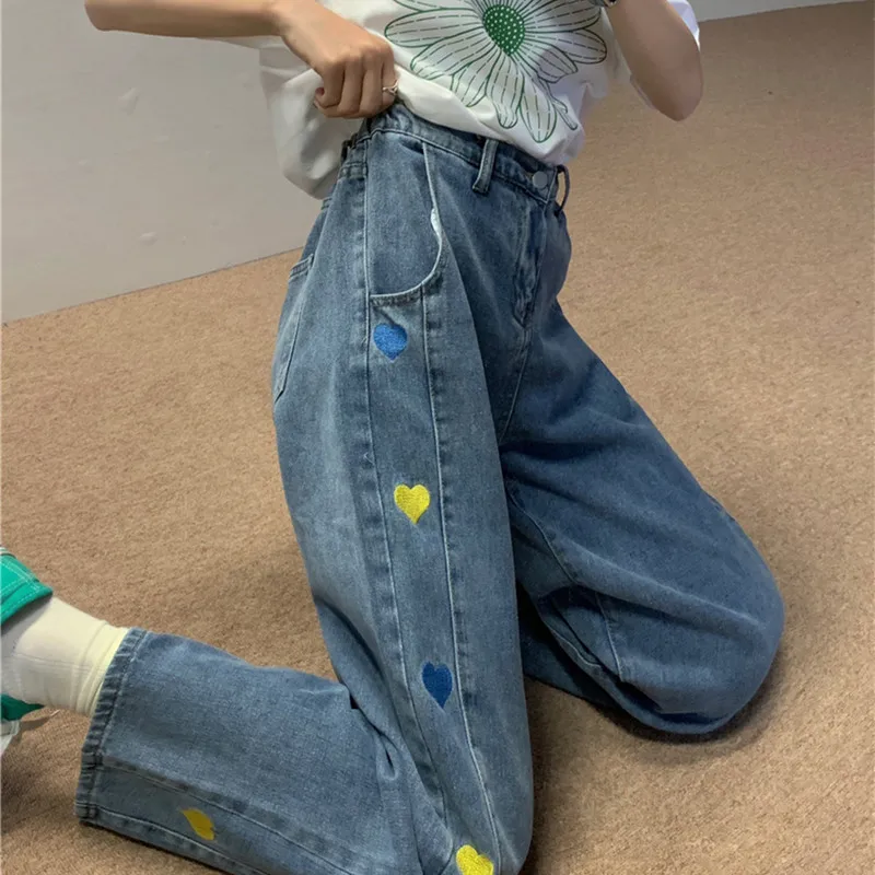 

Woman Jeans High Waist Clothes Wide Leg Denim Clothing Blue Streetwear Vintage Quality 2021 Fashion Harajuku Straight Pants
