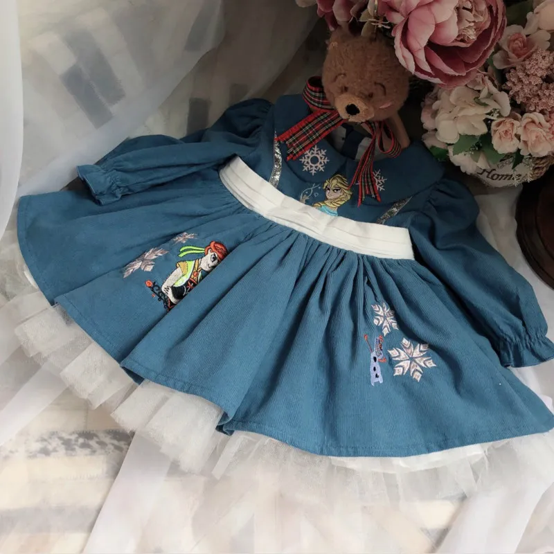 Детское вельветовое платье с помпонами принцессы в турецком стиле