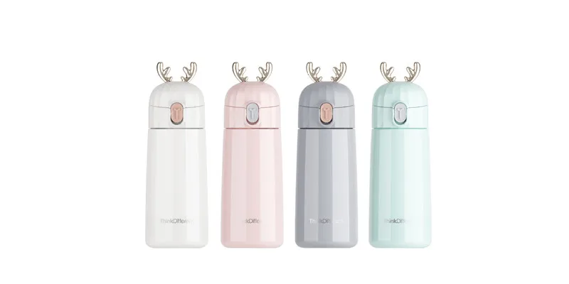 Bpa-free 270 мл милые 304 Термосы Из Нержавеющей Стали, двухслойные термосы с ушами оленя, термос, Дамская термальная бутылка для воды