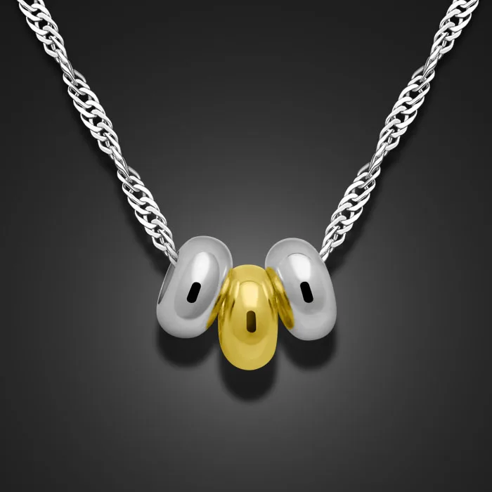 Ожерелье с подвеской из серебра 925 пробы круглыми бусинами модное женское