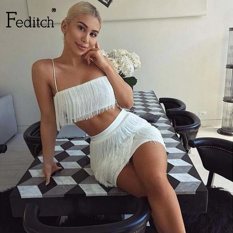 Комплект из двух предметов с кисточками и открытыми плечами для женщин| |