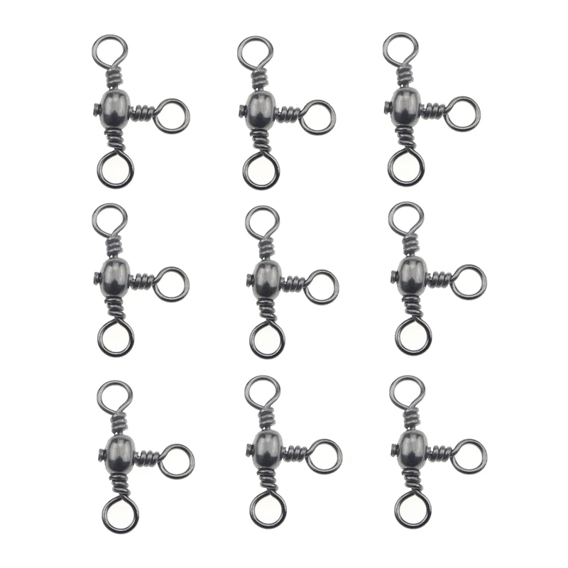 

20Pcs 3-Way 8-character Ring Connector Cross Line Fishing Swivel Solid Ring Copper Fishing Hook Line Connector Fishing Accessory