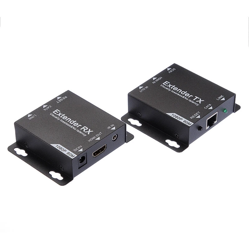 Hdmi удлинитель Tx + Rx 1080P до 60 м через Cat6/7 Utp Ethernet Rj45 кабель ИК-управления (ЕС вилка) |