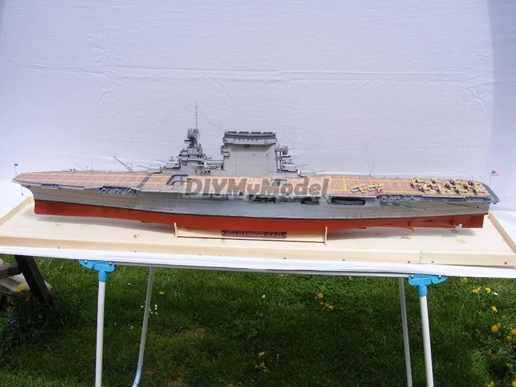 DIYMyModeI-portaaviones de EE. UU., Kit de maqueta de papel artesanal DIY de 1:200, rompecabezas de juguete hechos a mano, utillaje de pel&iacute;cula-3