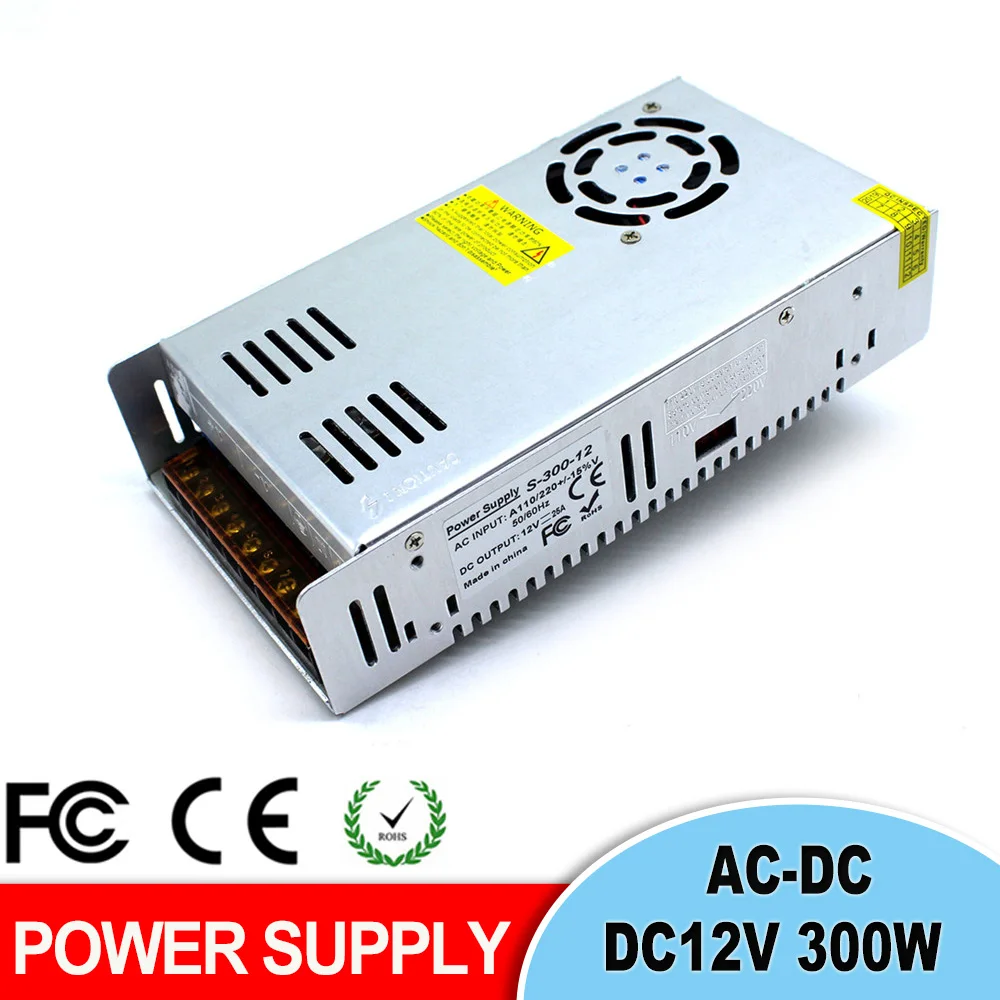 DC12V 25A 300 Вт импульсный источник питания адаптер 12 В светодиодное освещение