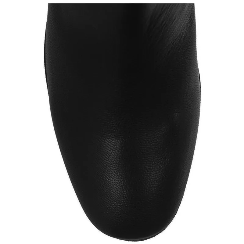 Женские сапоги выше колена с бахромой однотонные на плоской подошве острым