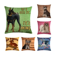 new home decor dog with letter printed cushion cover linen pillowcase decorative throw pillow cover for sofa sofa cushion