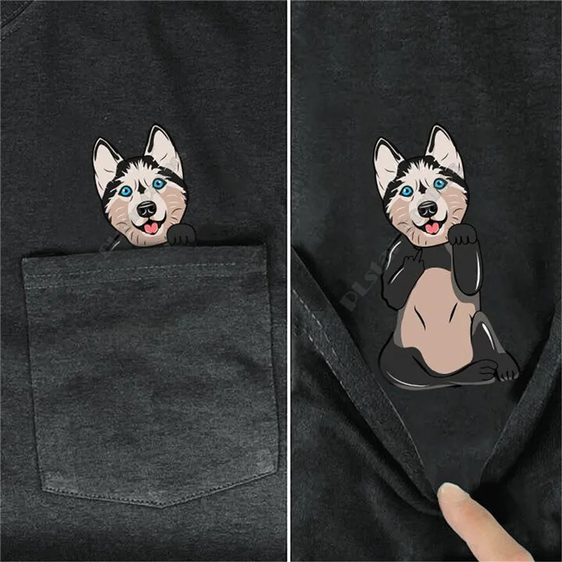 Футболка PLstar Cosmos с карманами футболка принтом Сибирского хаски мужские и женские