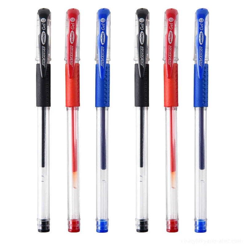 

100PCS Gel Pen Sign Pen 0.5mm Small European Standard Gel Pen Black Blue Red Office Supplies