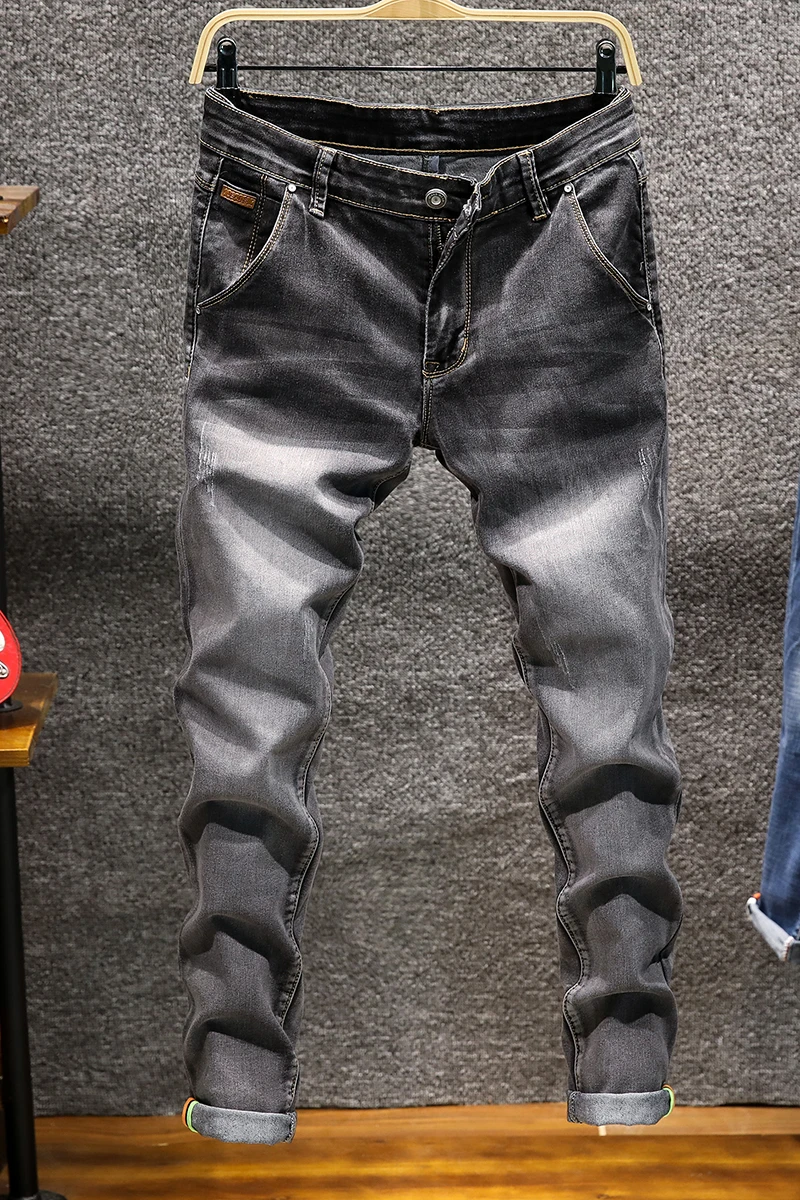 

Washed Slim Fit Jeans Men Classical Vintage High Quality 2020 Spring Summer New Casual Streetwear Denim Trousers 7 Colors