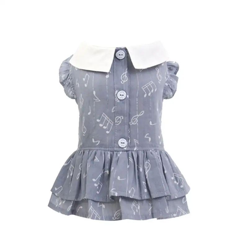 Юбка с короткими рукавами и рисунком нот для домашних животных весенне-летнее