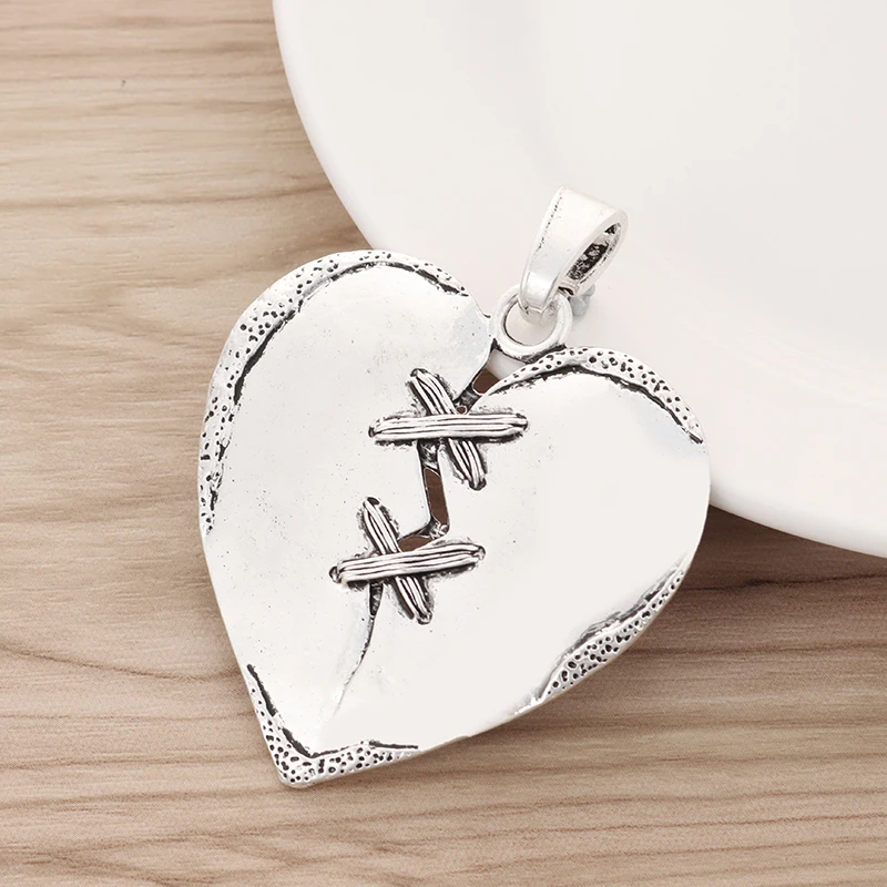 

2pcs Large Broken Heart Charms Pendants for Necklace Jewellery Making Findings