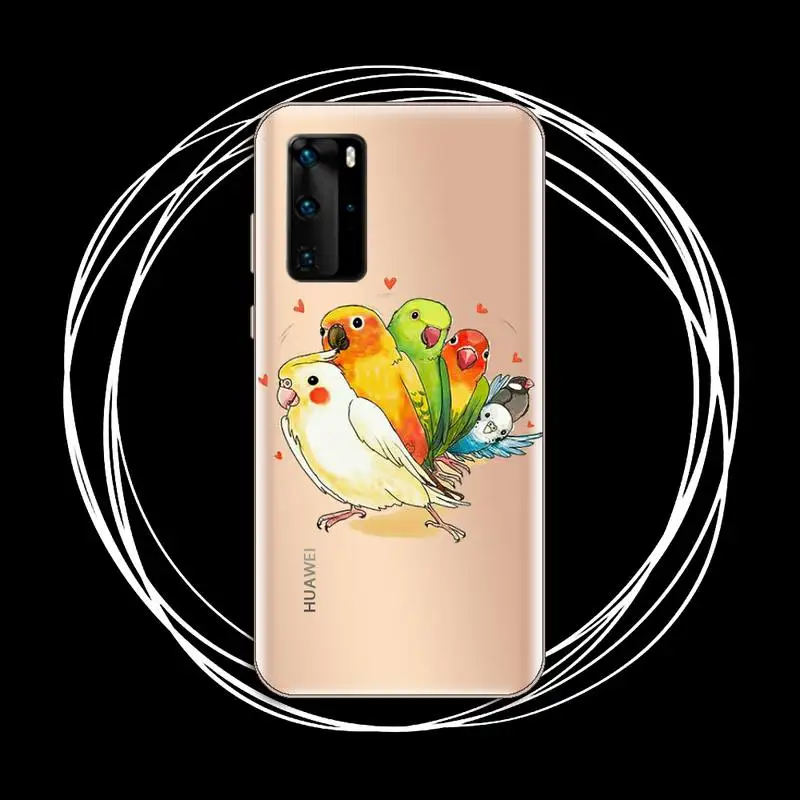 

Cartoon parrot Phone Case Transparent for Huawei P20 P30 P40 lite pro P smart 2019 honor 8x 10i