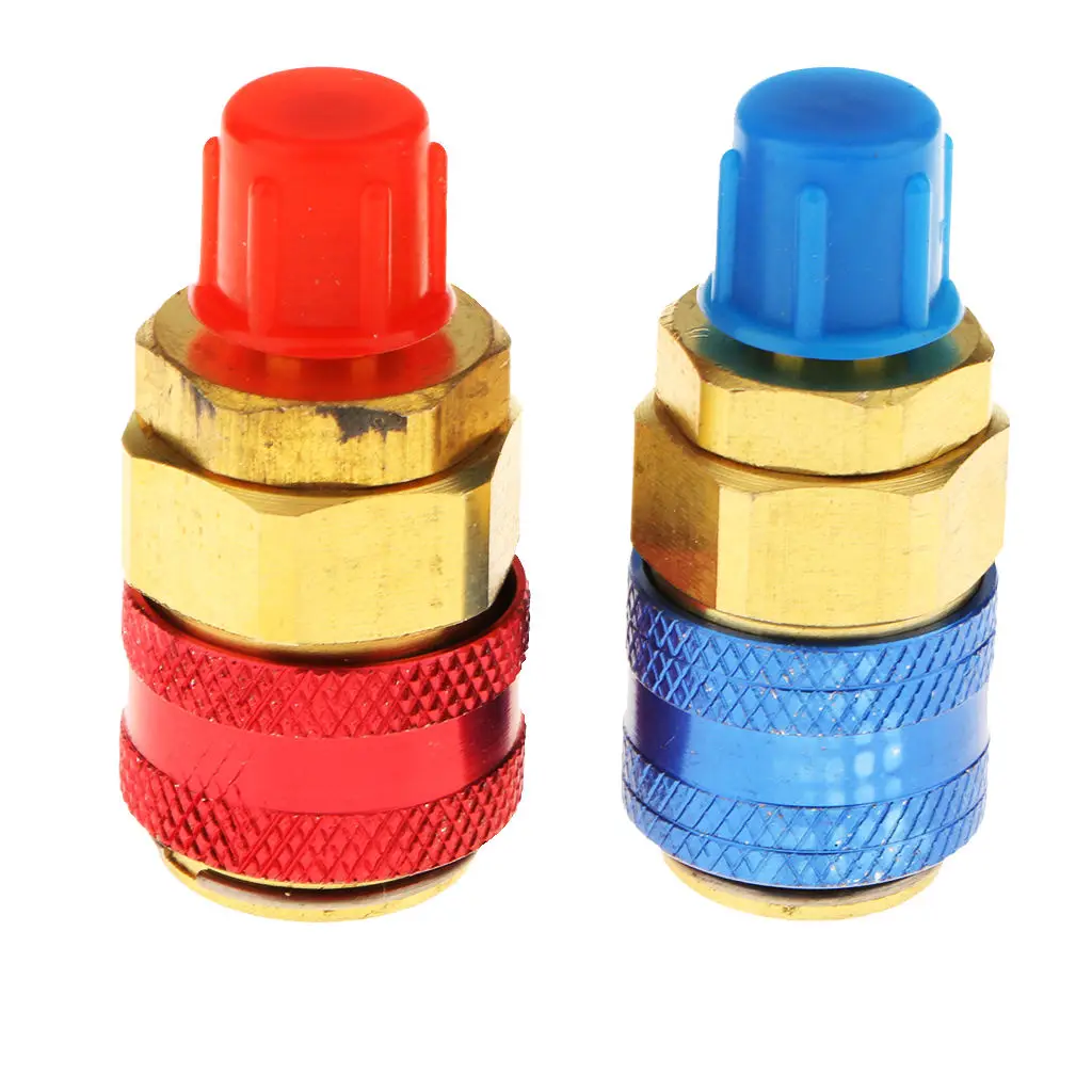 

1 Pair Automotive Air Conditioning Refrigerant R134a High & Low Quick Connector Coupler Adjustable AC Manifold Gauge 50*25mm
