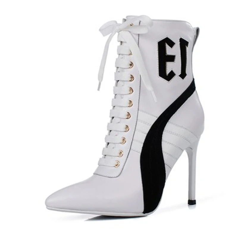 Harga VIISENANTIN 2020 Baru Musim Gugur Musim Dingin Catwalk Stiletto Kulit Renda Warna Yang Sesuai Dengan Hak Tinggi Stovepipe Pendek Martin Boots