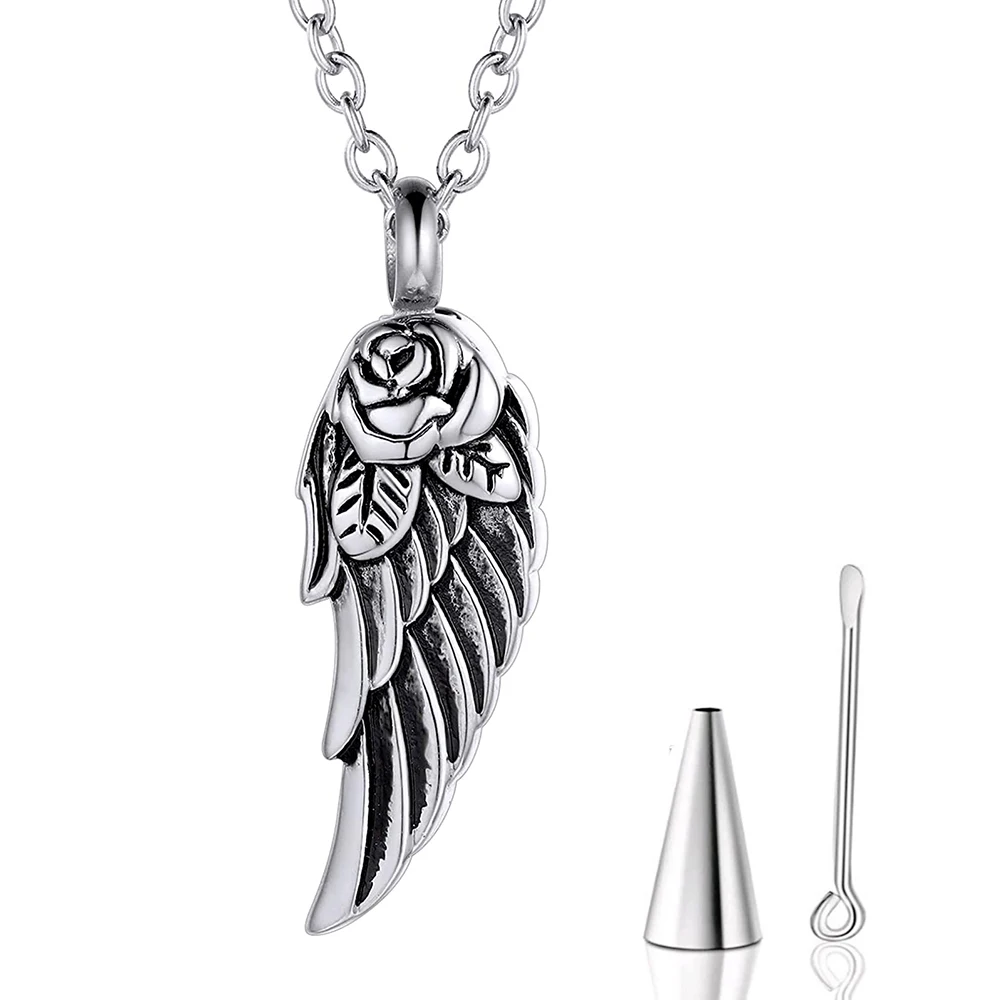 

Angel Wing Ash Pendant Cremation Jewelry Stainless Steel Keepsake Urn Necklace