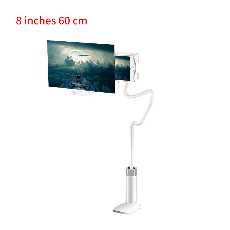 8 inch white От 8 до 12 дюймов телефон Экран длинные рука прикроватная гибкий держатель для телефона усилитель увеличительное Универсальный 360 Вращающийся 3D Гибкая стойка письменного стола - Цвет: 8 inch white