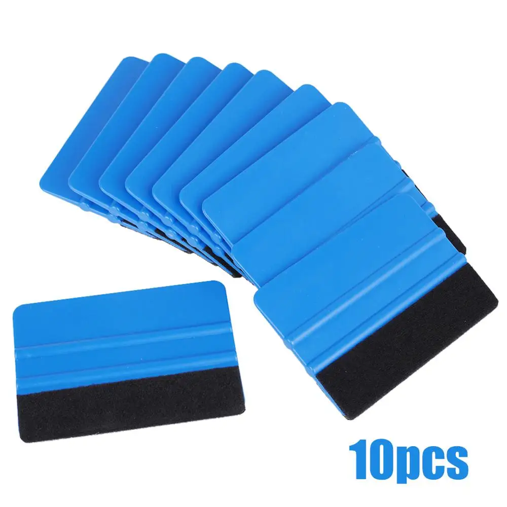 

10Pcs Car Portable Felt Edge Squeegee Scraper Decal 10 x7.3 Auto Vinyl Wrap Application Tools For Car Brush Cleaning Accessories