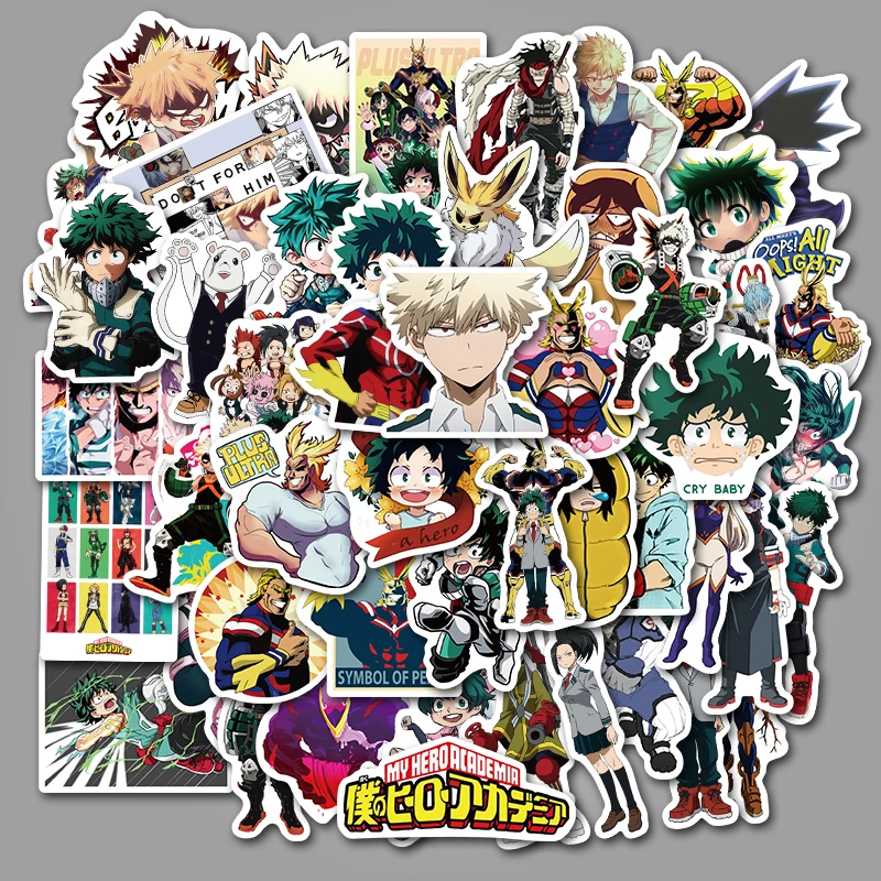 

50pcs/Pack Waterproof Anime My Hero Academia Stickers Skateboard Suitcase Guitar Luggage Laptop phone Stickers