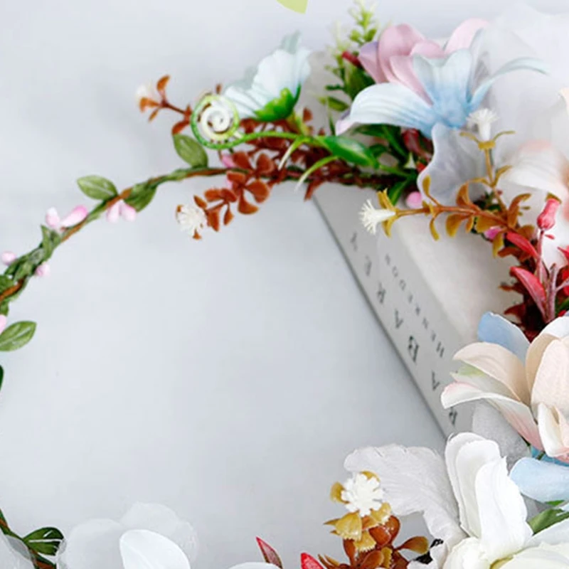 

Bridal Bridesmaid Garland Headband Gradient Flower Crown Wreath Boho Headpiece
