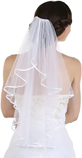 

Latest Looking of New Arrival Elegant 1T 1 Tier Ribbon Bride Bridal Veil