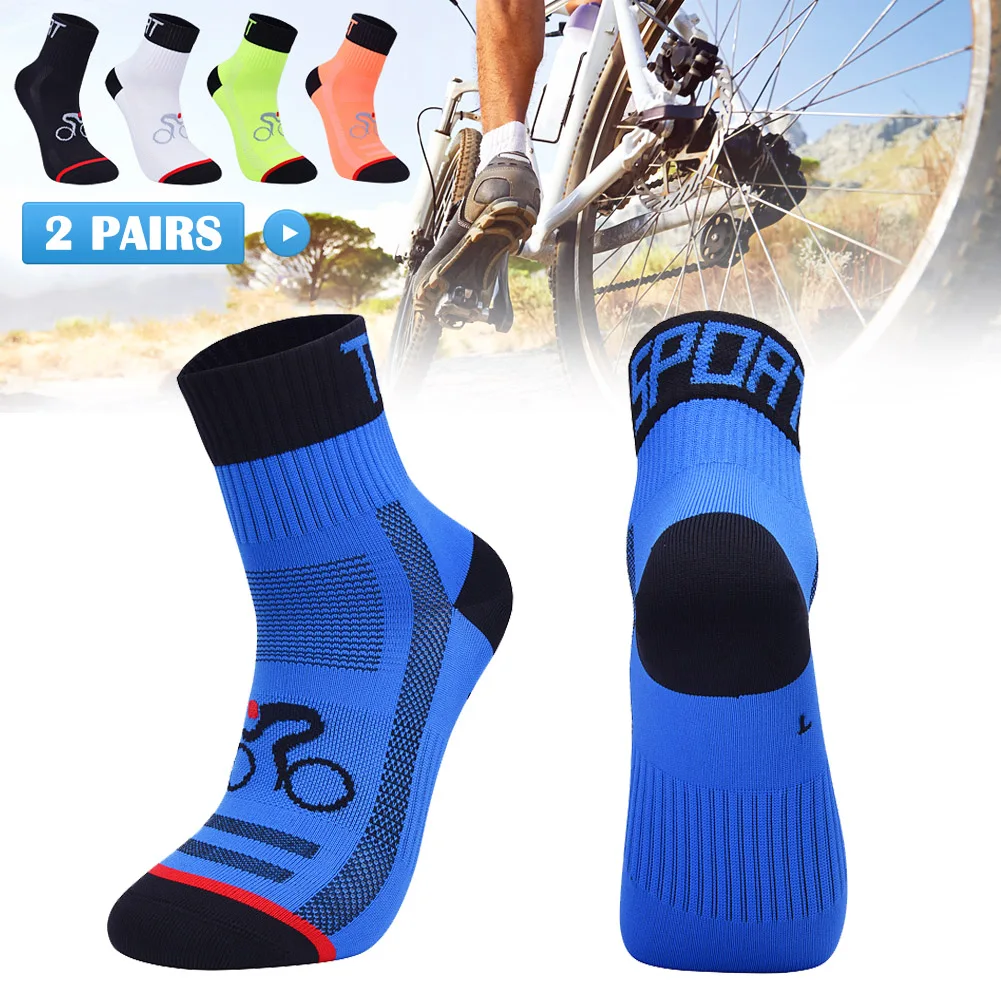 

2 Pairs Professional Cycling Socks Road Bicycle Socks Racing Bike Sport Socks for Men Women EDF88